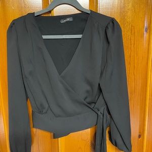 Aqua Black wrap top